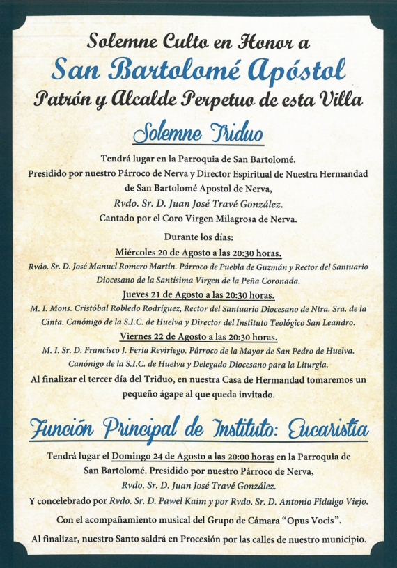 Programa Religioso San Bartolomé