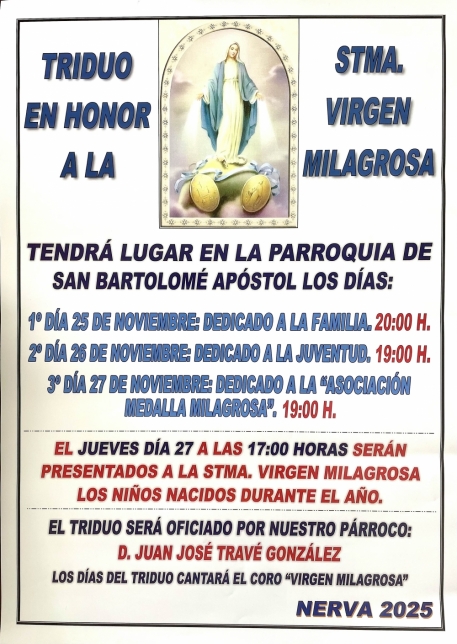Triduo Virgen Milagrosa